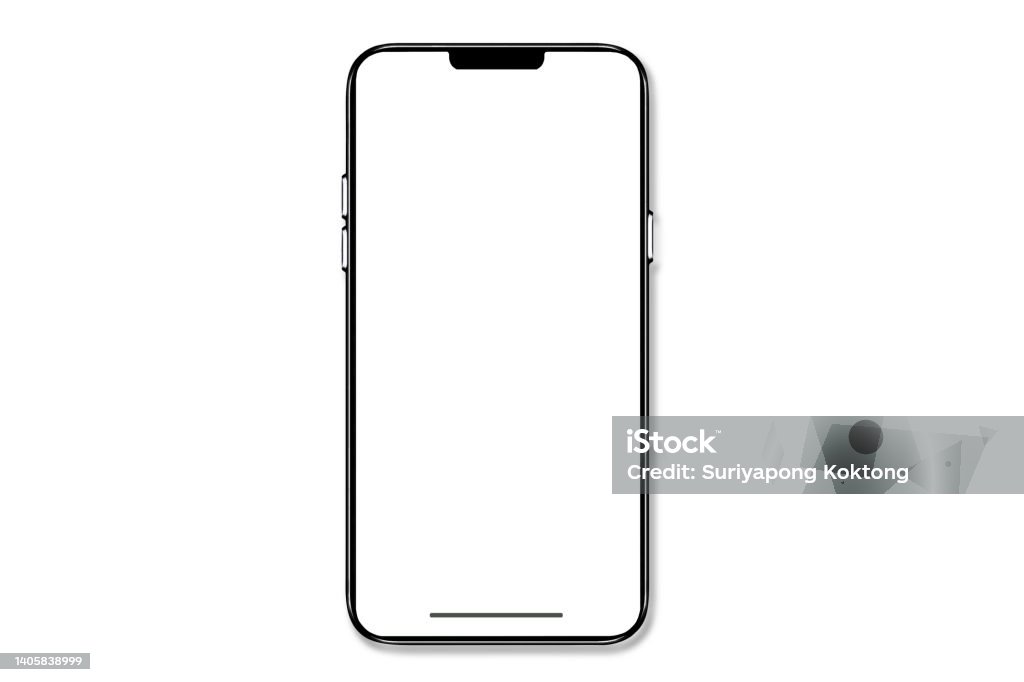 Smartphone similar to iphone 13 with blank white screen for Infographic Global Business Marketing Plan, mockup model similar to iPhone isolated Background of ai digital investment economy - Clipping Path stock photo Brand Name Smart Phone Stock Photo