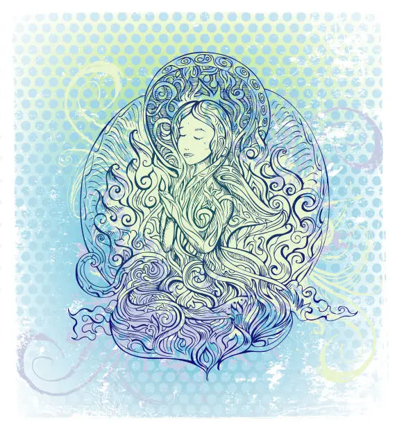 Vector illustration of she is a buddha