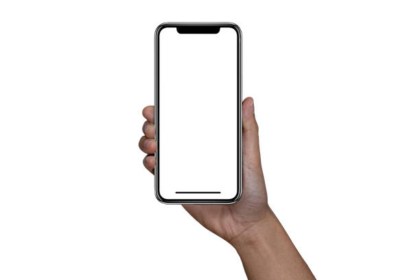 istock Studio of Smartphone iphone 13 with blank white screen for Infographic Global Business Marketing investment Plan - include clipping pat. 1405841194