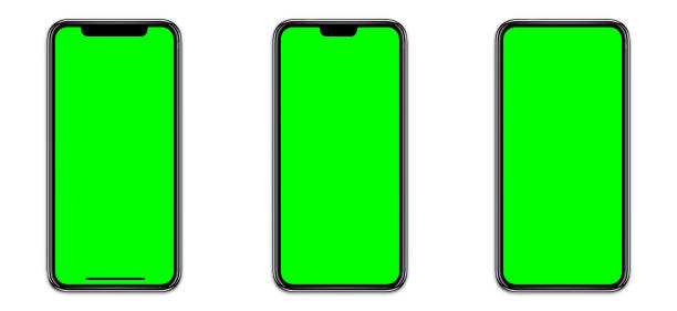 istock Smartphone similar to iphone 14 pro max with blank white green screen for Infographic Global Business Marketing Plan , mockup model similar to iPhone 14 isolated Background of ai digital investment economy. 1405841204
