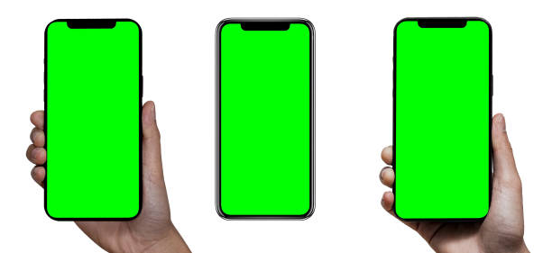 istock Smartphone similar to iphone 14 pro max with blank white green screen for Infographic Global Business Marketing Plan , mockup model similar to iPhone 14 isolated Background of ai digital investment economy. 1405841275