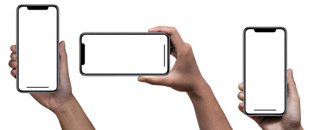 istock Smartphone similar to iphone 14 pro max with blank white screen for Infographic Global Business Marketing Plan, mockup model similar to iPhone isolated Background of digital investment economy - Clipping Path. 1405841289