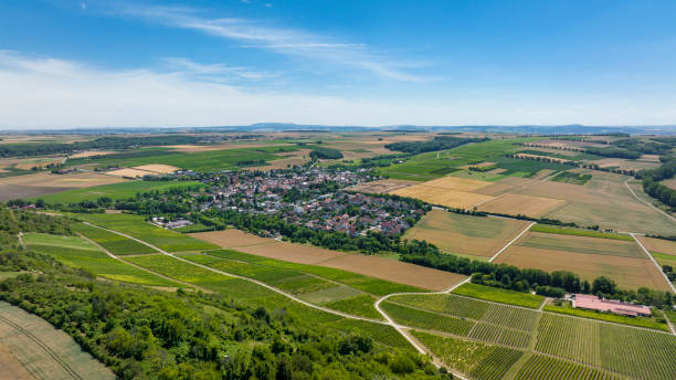 Aerial view over Rheinhessen. Appenheim