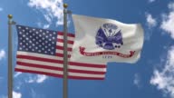 istock USA Flag with United States Army Flag on a Pole 1405844950