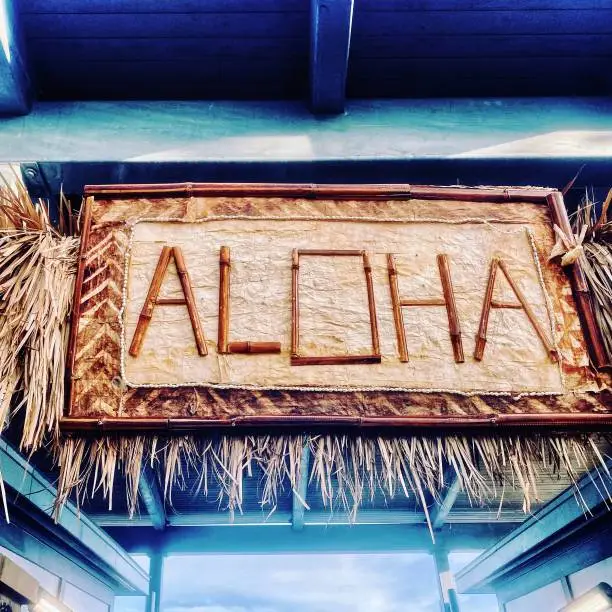 Aloha sign in blue background