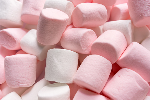 Group delicious marshmallows randomly placed