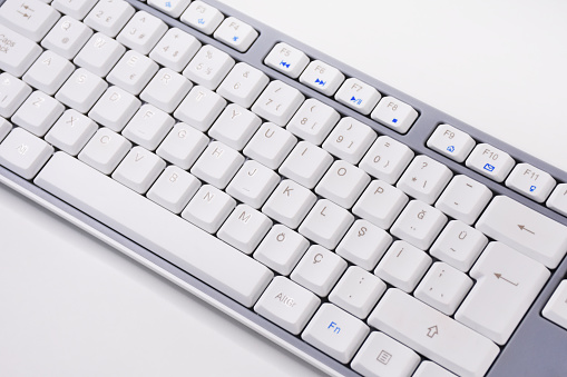 Computer keyboard on the white background