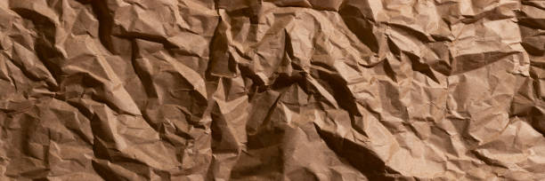 banner de fondo de textura de papel artesanal arrugado - paper craft brown wrinkled fotografías e imágenes de stock