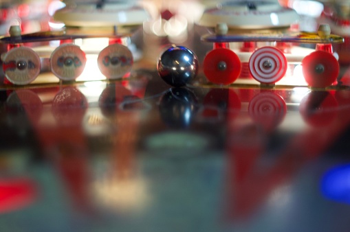 Small depth of field picture of pinball and pinball targets