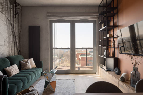 istock Balcony window in stylish living room 1405855535