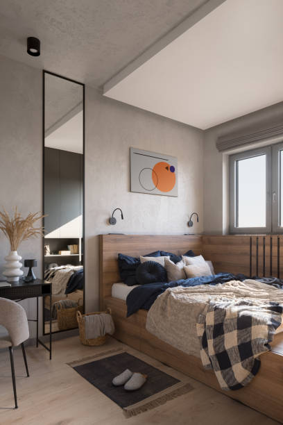 istock Spacious and stylish bedroom 1405855536