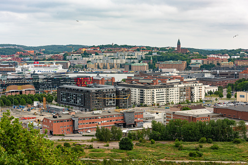 Gothenburg, Sweden - June 27 2021: View of Campus Lindholmen from Ramberget.