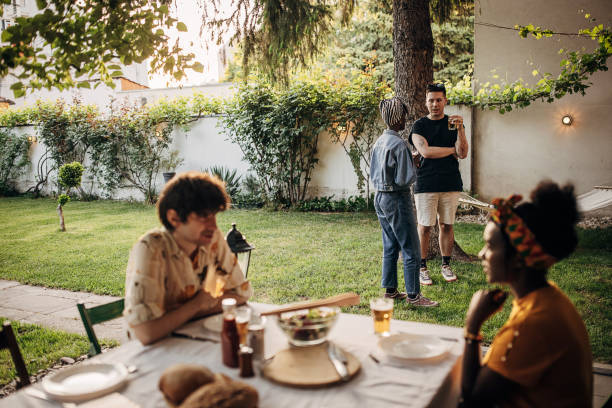 istock Friends at garden party 1405859385