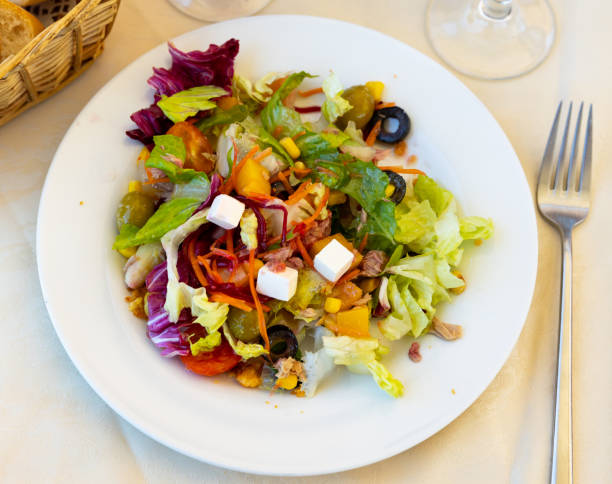 istock Mediterranean salad served on plate 1405859648