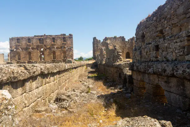 Photo of Ruins of the roman bazilica and nymphaeum in the antiquity city of Aspendos