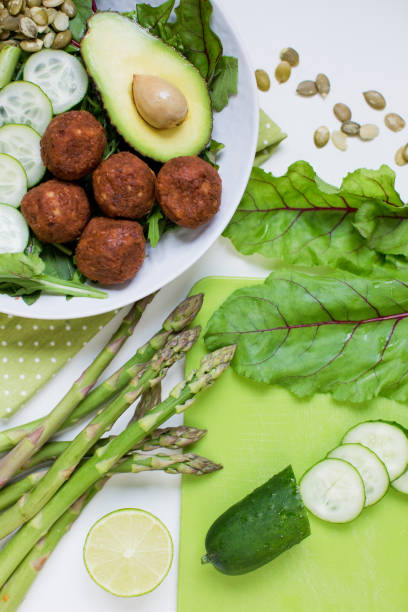 istock Fresh vegetarian falafel bowl with avocado 1405863486