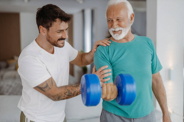 istock Exercising together at home 1405866644