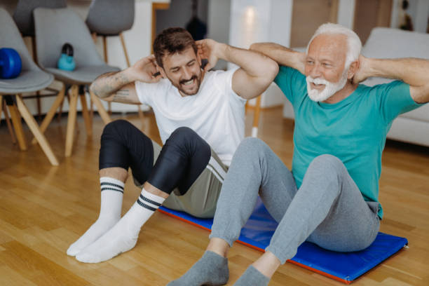 istock Exercising together at home 1405866740