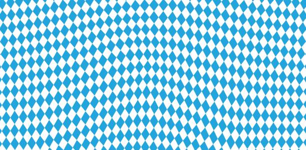 ilustrações de stock, clip art, desenhos animados e ícones de bavarian beer fest seamless pattern with blue and white rhombus - invitation pattern argyle blue