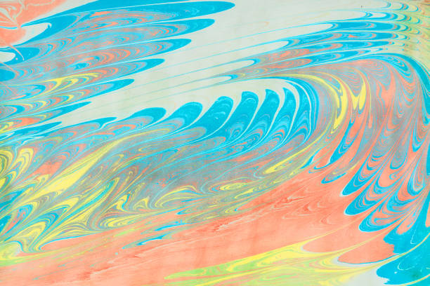 Abstract multicolored drawing with paints on the water. Abstract background. Ebru technique.
