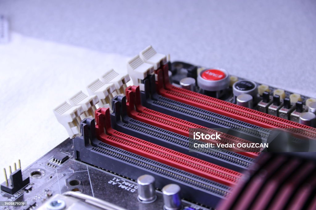 Video Card Socket Computer Processor Socket On The Motherboard Memory Slots Video Card ...