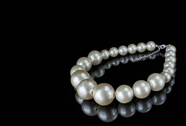 Pearl necklace black white elegant image on black