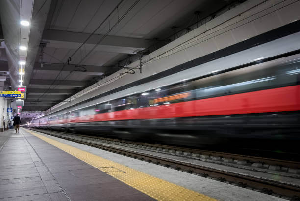 istock Blurred background of train arriving to the train station platform 1405882104