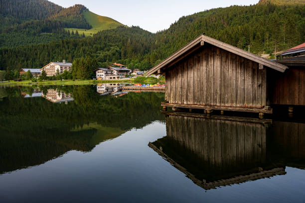 istock An old boathouse with a view to Spitzingsee 1405886215