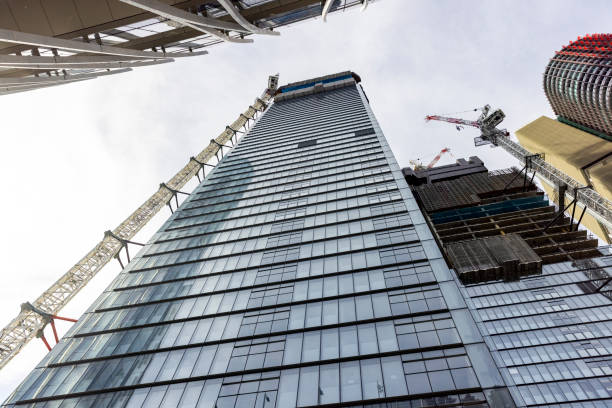 istock Construction of skyscrapers, background with copy space 1405892519