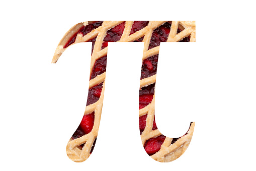 Happy Pi day and traditional American sweets concept tasty homemade apple and cherry pie isolated on white background with clipping path cutout