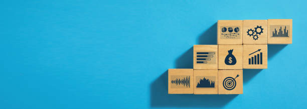 istock Growth graphs on wooden cubes. Business 1405897272