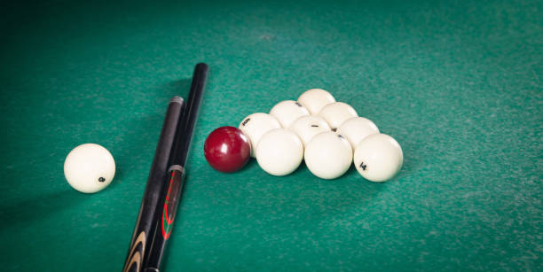 istock Billiard on table. Cue and balls 1405897293