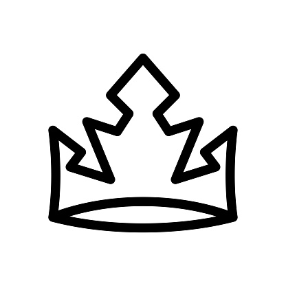 Crown icon. Black contour linear silhouette. Front view. Editable strokes. Vector simple flat graphic illustration. Isolated object on a white background. Isolate.