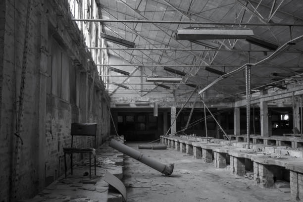 Abandoned factory in Serbia, black-and-white photo very beautiful