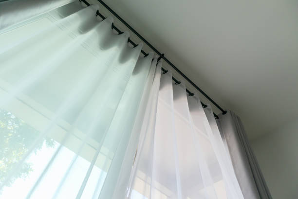 istock Curtain window interior decoration in living room 1405906586
