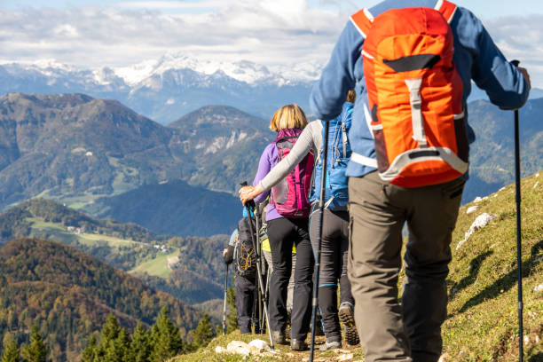 istock Hiking group descending on tourist trail 1405908124