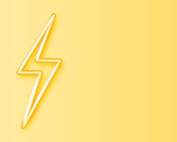 istock Yellow lightning or thunder isolated on yellow pastel color wall background with shadow 3D illustration 1405909406