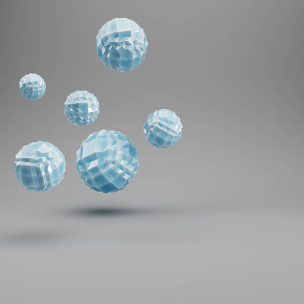 Abstract geometric shapes on gray background with copy space. 3d illustration