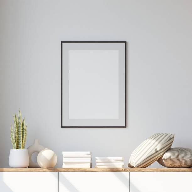 istock Empty Frame mockup in living room interior. 3D rendering, 3D illustration 1405914647