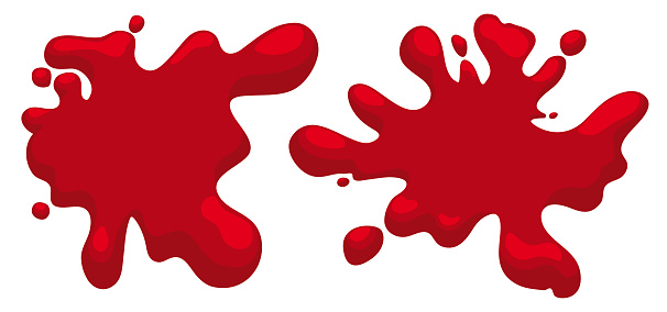 Splashes Red Cartoon Two Red Splatters With Drops In Cartoon Style Vector Illustration Stock ...