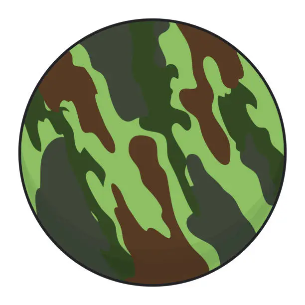 Vector illustration of Round button with green colors like militar camouflage, Vector illustration