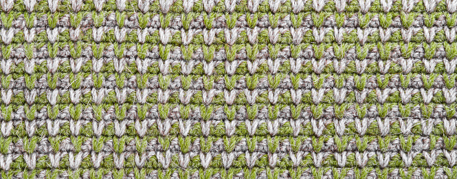 Gray green knitting wool texture banner. Canvas is crocheted of natural threads in natural colors.
