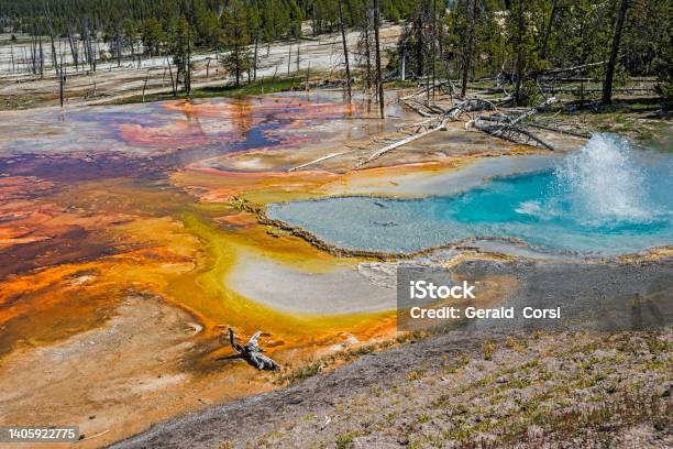 Firehole Spring On The Firehole Lake Drive In Lower Geyser Basin At Yellowstone National Park Wyoming Stock Photo - Download Image Now