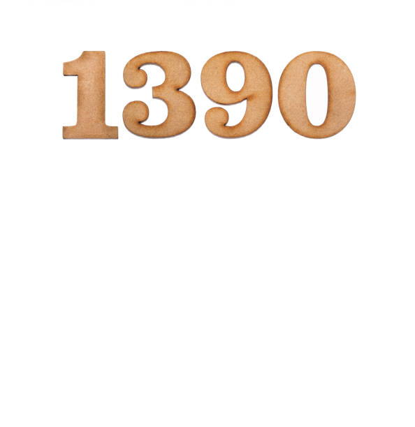 istock Number 1390 in wood, isolated on white background 1405924697