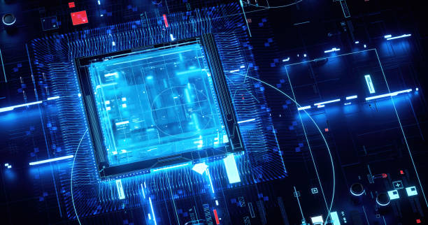 istock 3D rendering of cyberpunk AI. Circuit board. Technology background. Central Computer Processors CPU and GPU concept. Motherboard digital chip. Tech science background. 1405924886
