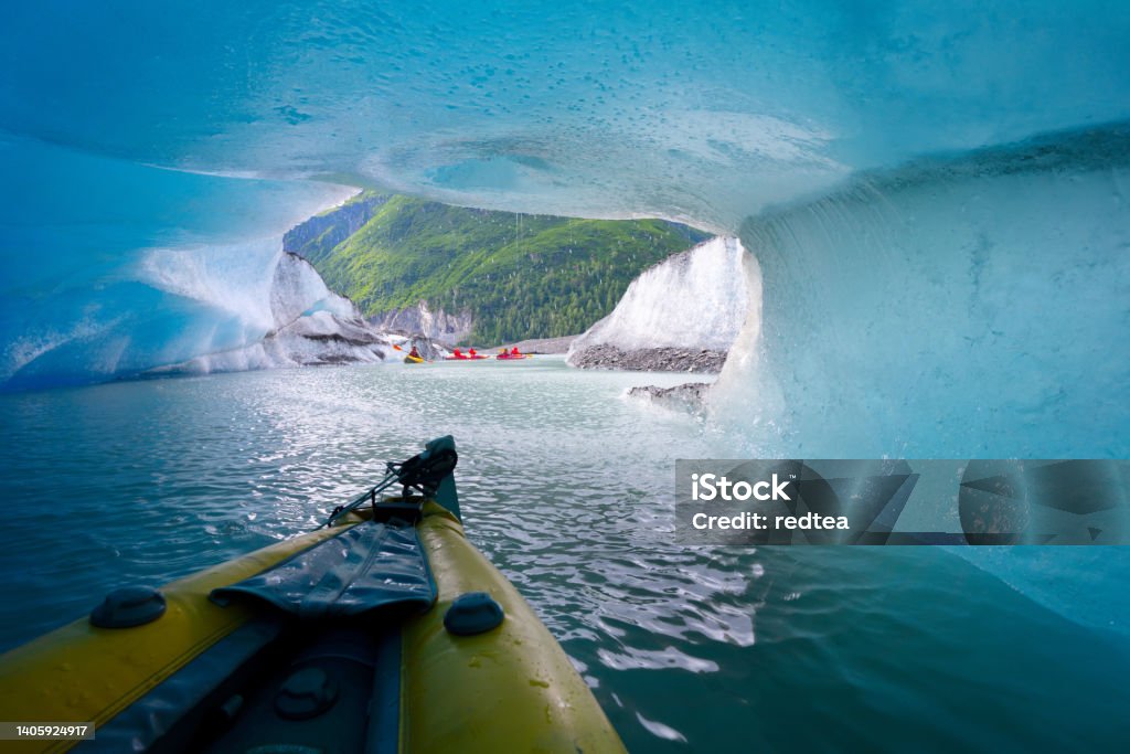 Kayak Trip from Valdez to Columbia Glacier Prince William Sound Alaska Alaska - US State Stock Photo