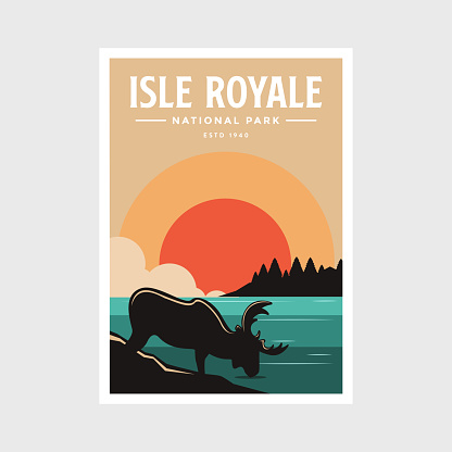 Isle Royale National Park poster vector illustration design