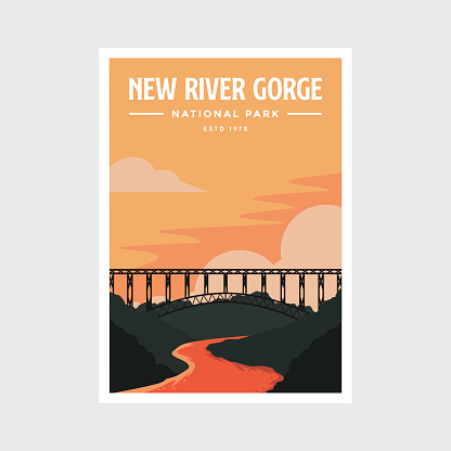 New River Gorge National Park poster vector illustration design