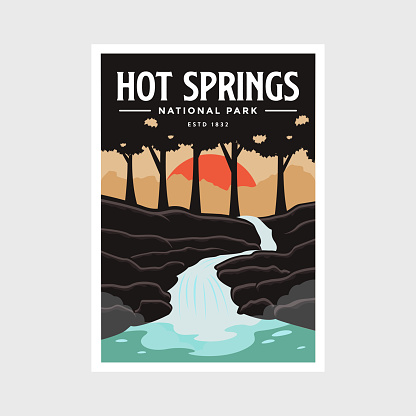 Hot Springs National Park poster vector illustration design
