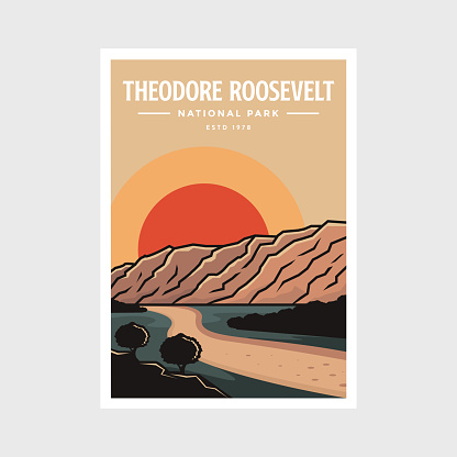 Theodore Roosevelt National Park poster vector illustration design
